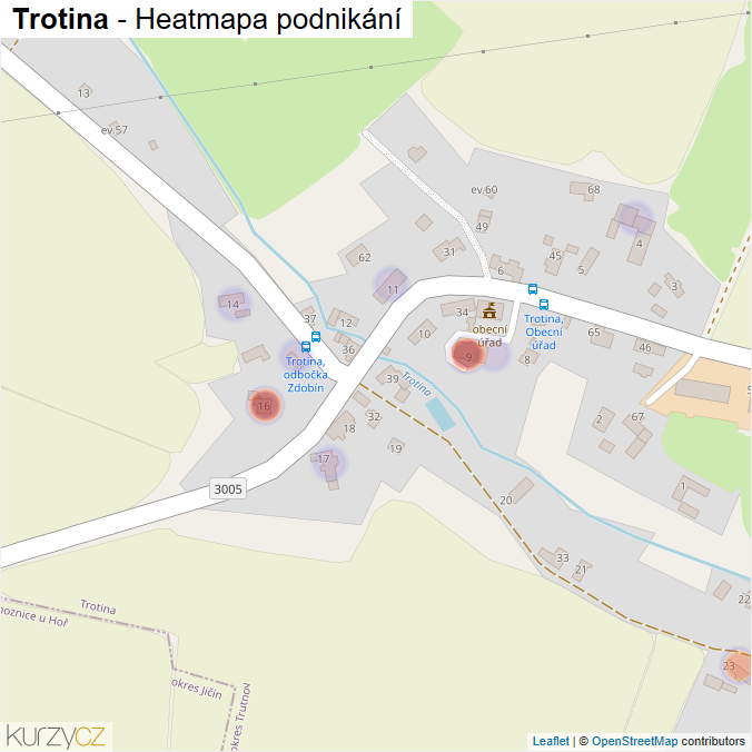 Mapa Trotina - Firmy v části obce.
