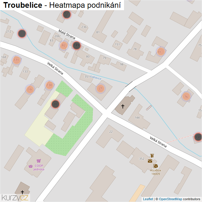 Mapa Troubelice - Firmy v obci.