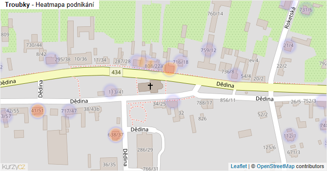 Troubky - mapa podnikání