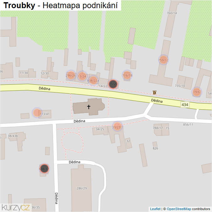 Mapa Troubky - Firmy v obci.