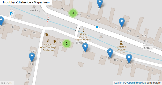 Troubky-Zdislavice - mapa firem