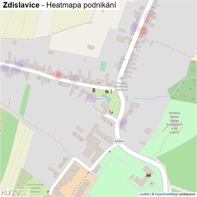 Mapa Zdislavice - Firmy v části obce.