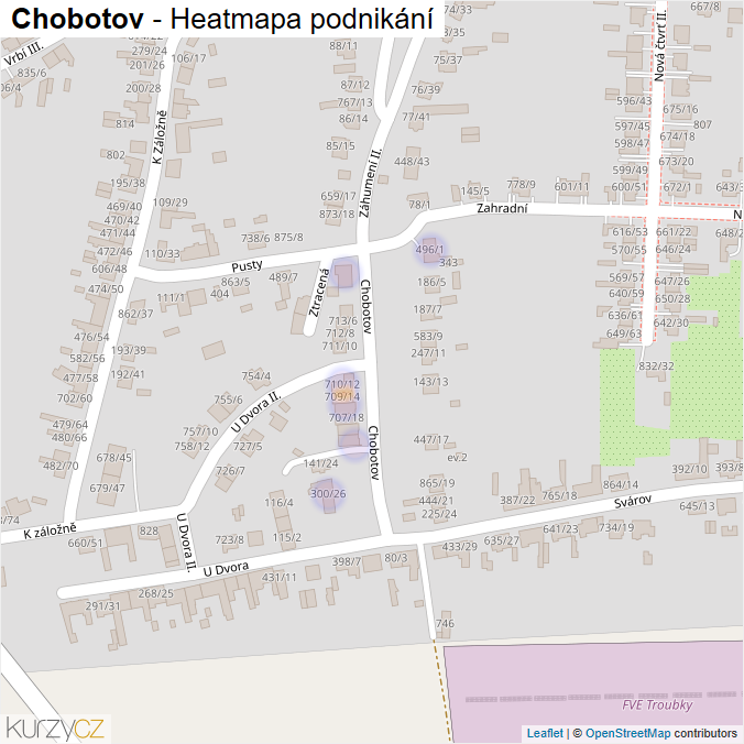 Mapa Chobotov - Firmy v ulici.