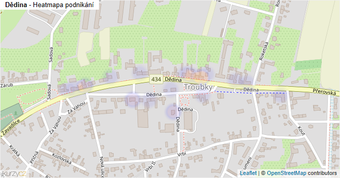 Dědina - mapa podnikání