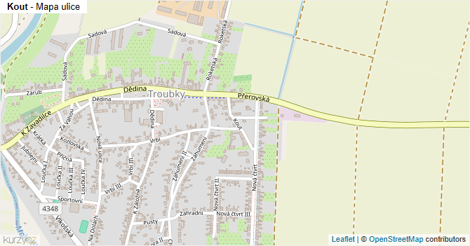 Kout - mapa ulice