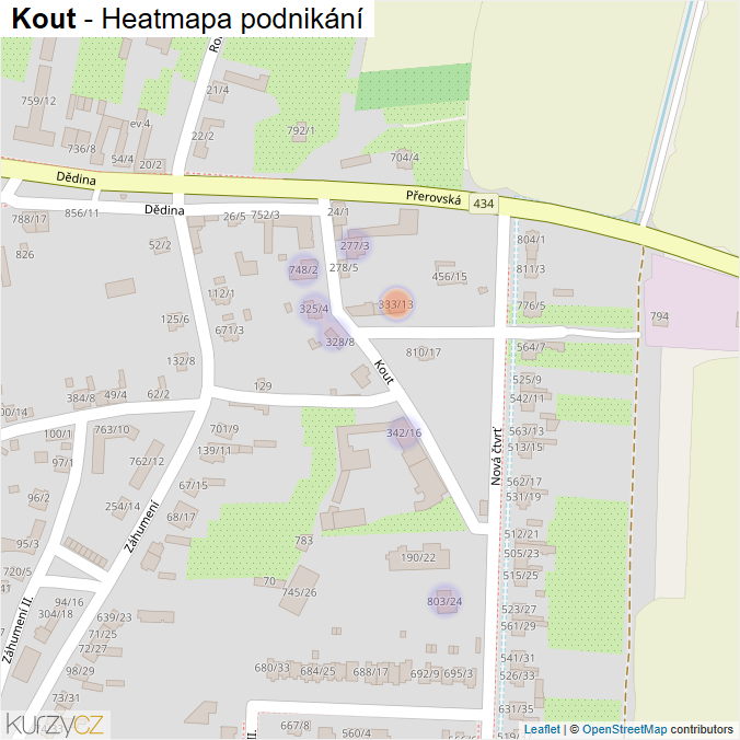 Mapa Kout - Firmy v ulici.