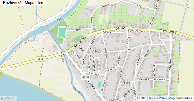 Kozlovská - mapa ulice