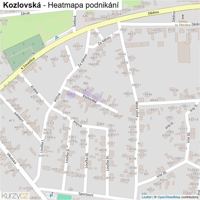 Mapa Kozlovská - Firmy v ulici.