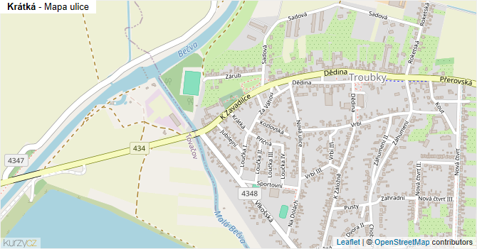 Krátká - mapa ulice