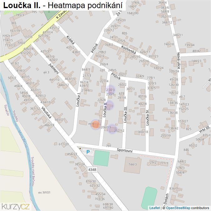Mapa Loučka II. - Firmy v ulici.