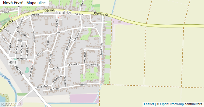 Nová čtvrť - mapa ulice