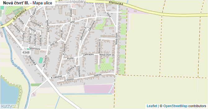 Nová čtvrť III. - mapa ulice