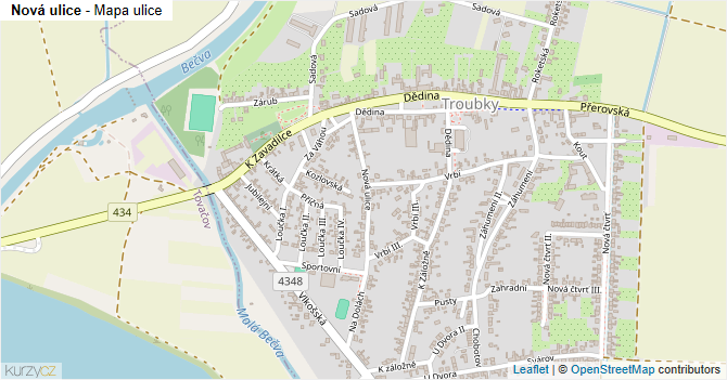 Nová ulice - mapa ulice