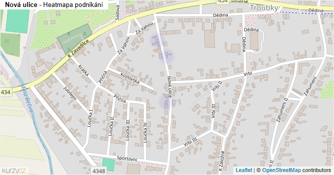 Nová ulice - mapa podnikání
