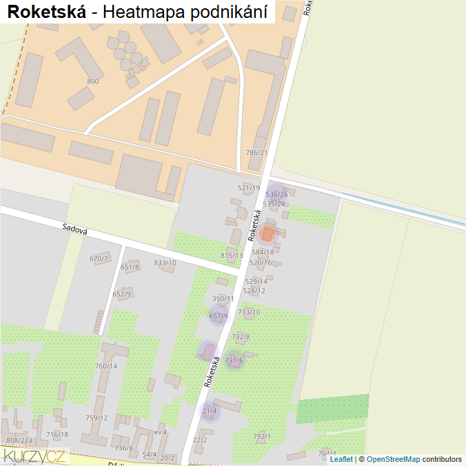 Mapa Roketská - Firmy v ulici.