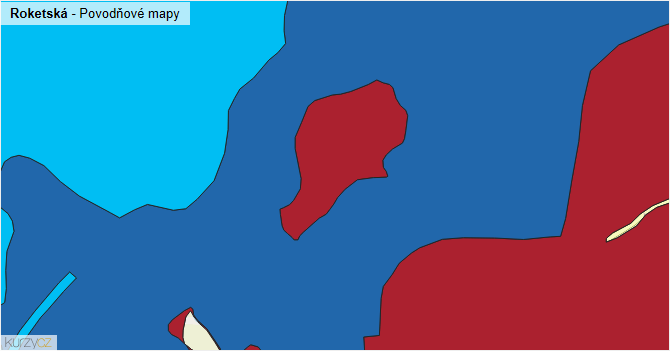 Roketská - záplavové mapy stoleté vody