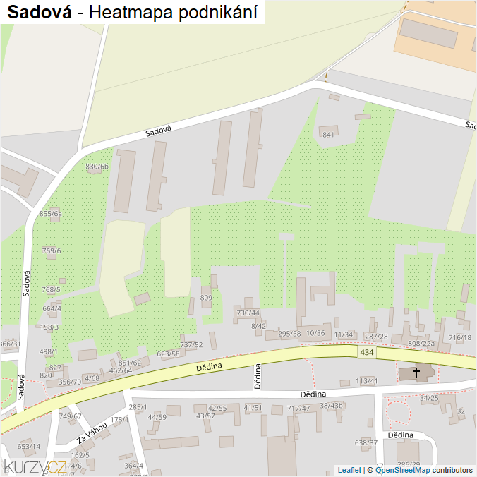 Mapa Sadová - Firmy v ulici.