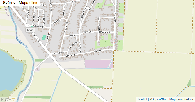 Svárov - mapa ulice