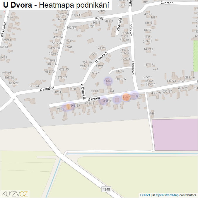 Mapa U Dvora - Firmy v ulici.
