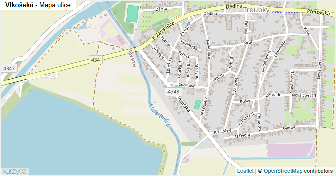Vlkošská - mapa ulice