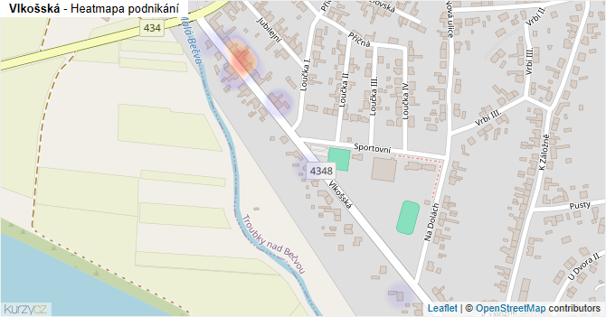 Vlkošská - mapa podnikání