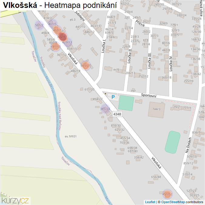 Mapa Vlkošská - Firmy v ulici.