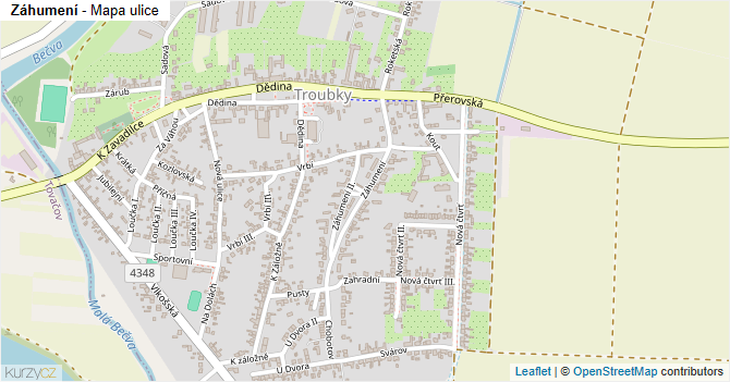 Záhumení - mapa ulice