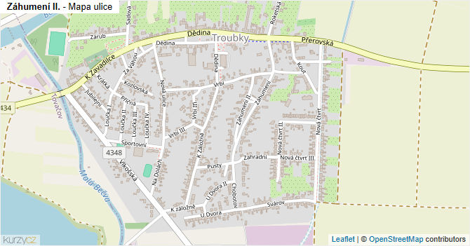 Záhumení II. - mapa ulice