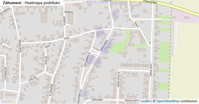 Záhumení - mapa podnikání