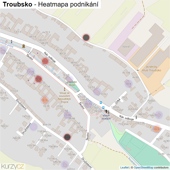 Mapa Troubsko - Firmy v obci.