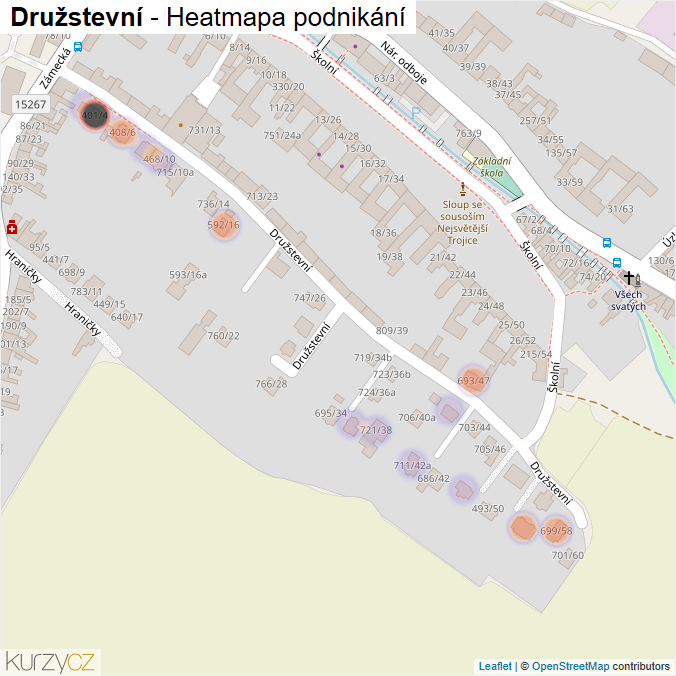 Mapa Družstevní - Firmy v ulici.