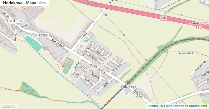 Hodakova - mapa ulice