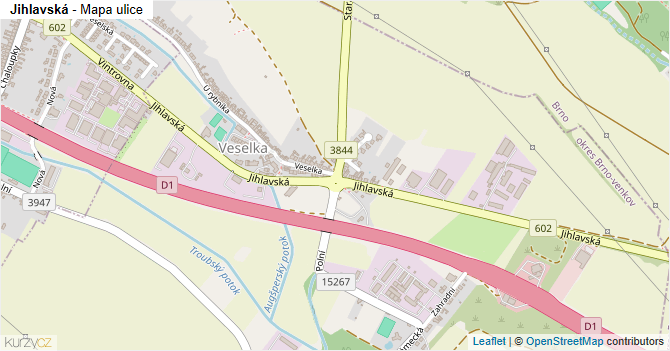 Jihlavská - mapa ulice