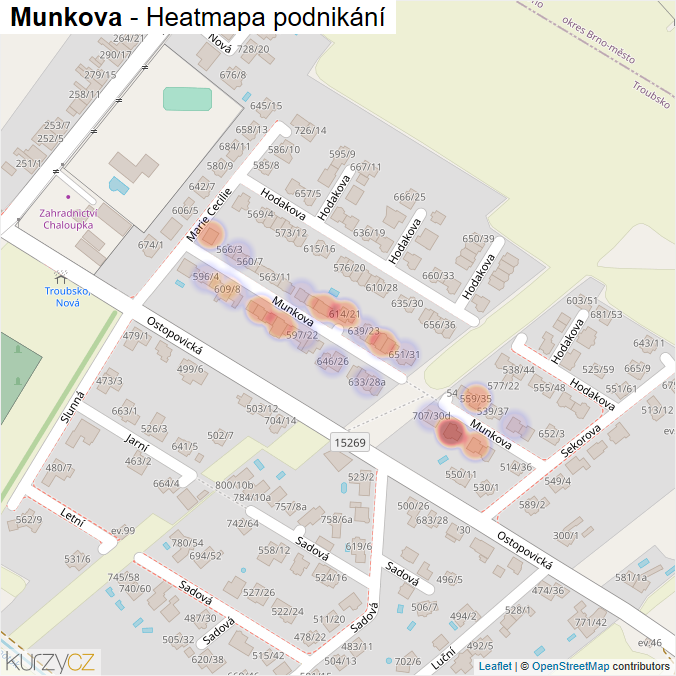 Mapa Munkova - Firmy v ulici.