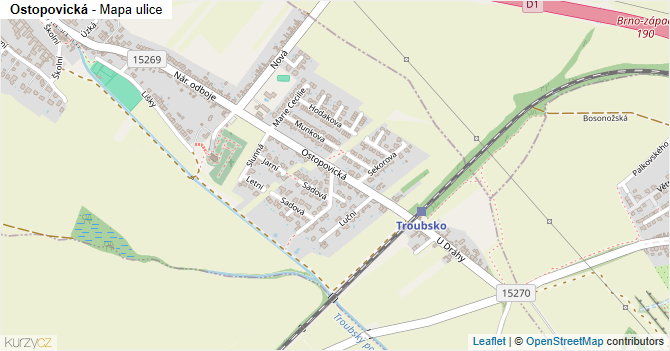 Ostopovická - mapa ulice