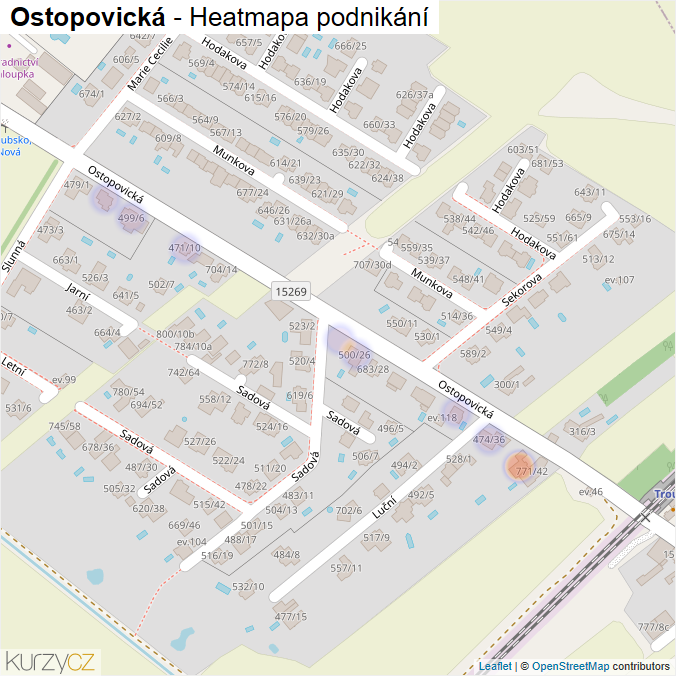 Mapa Ostopovická - Firmy v ulici.