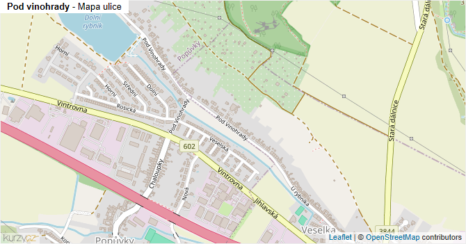 Pod vinohrady - mapa ulice