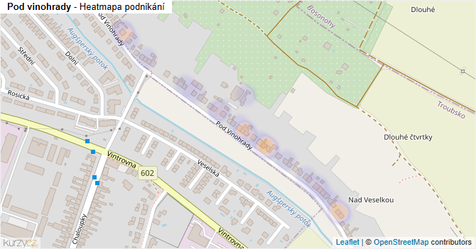 Pod vinohrady - mapa podnikání