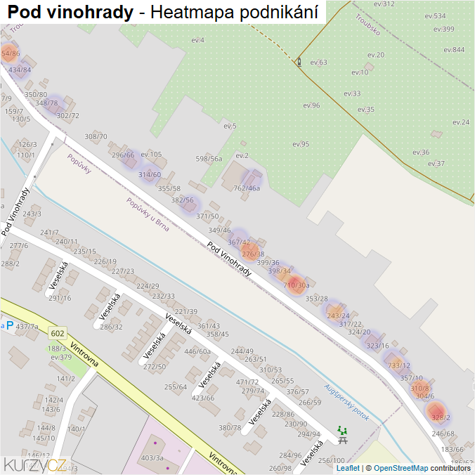 Mapa Pod vinohrady - Firmy v ulici.