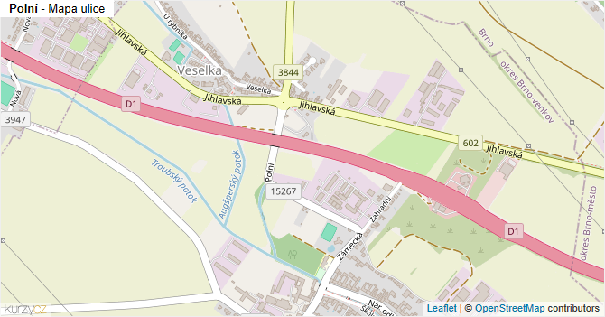 Polní - mapa ulice