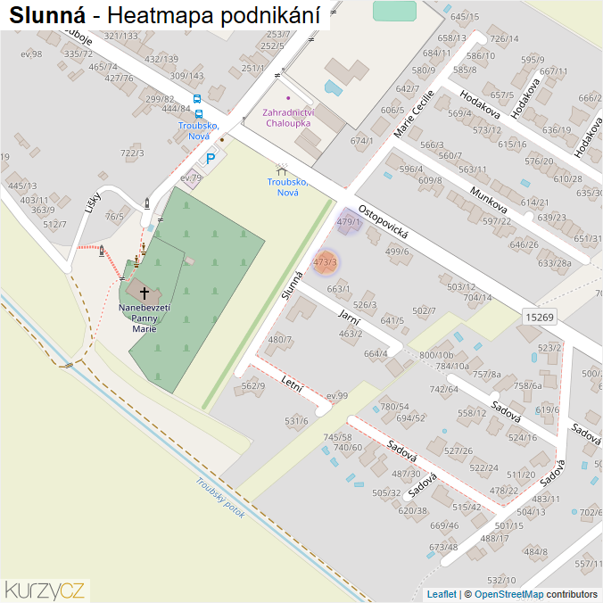Mapa Slunná - Firmy v ulici.
