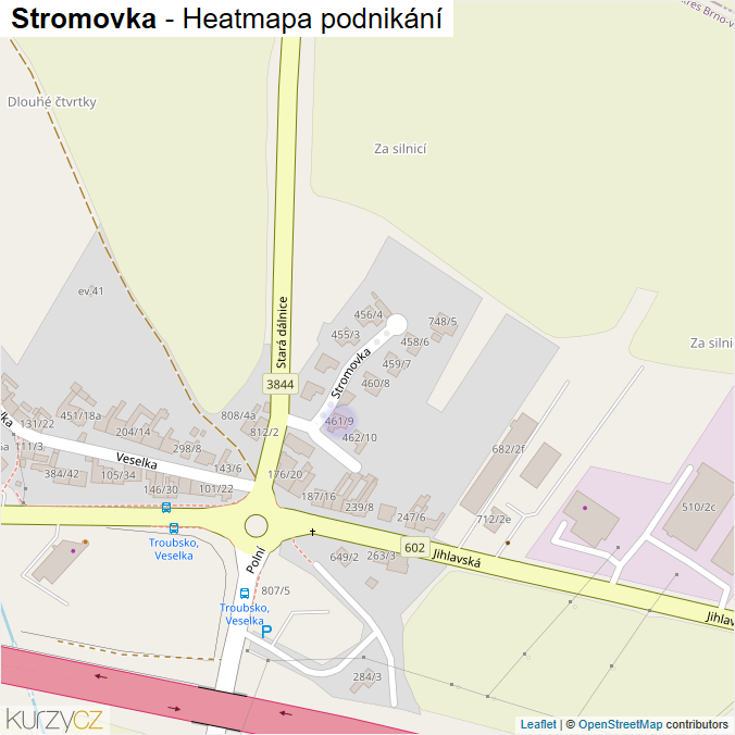 Mapa Stromovka - Firmy v ulici.