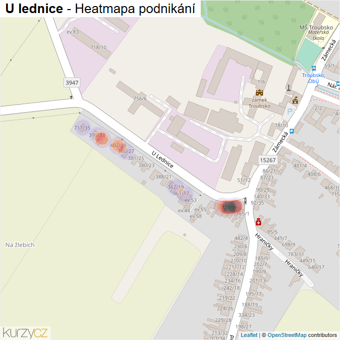 Mapa U lednice - Firmy v ulici.