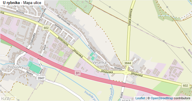 U rybníka - mapa ulice