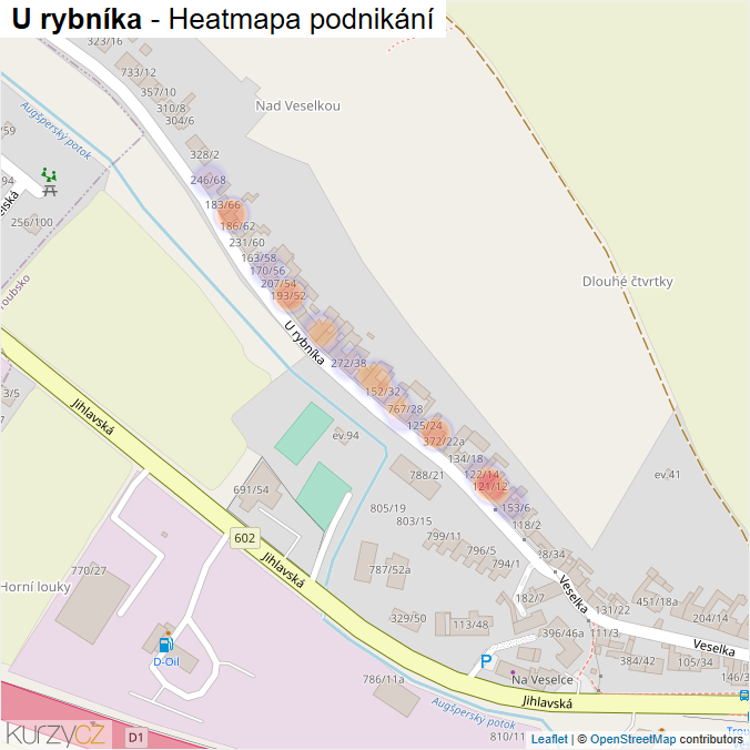 Mapa U rybníka - Firmy v ulici.