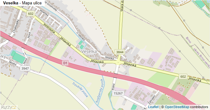 Veselka - mapa ulice
