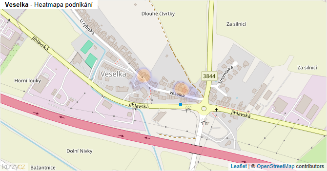 Veselka - mapa podnikání