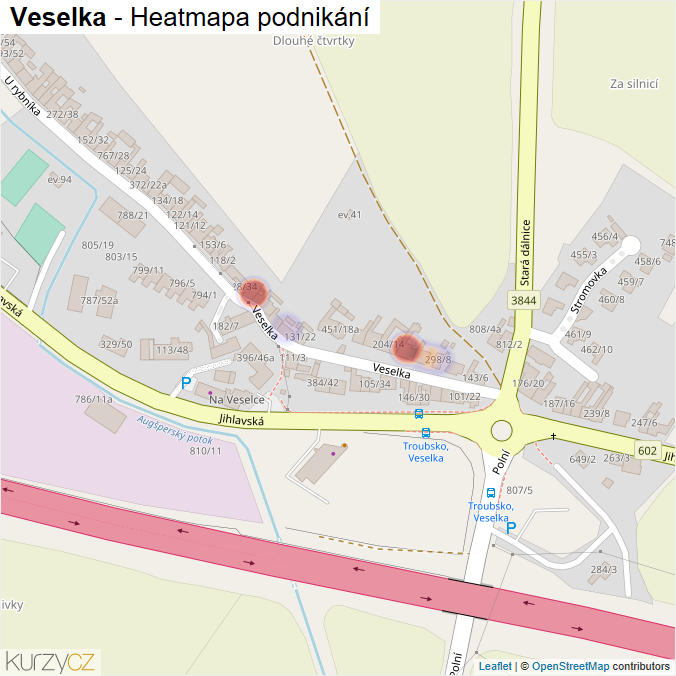 Mapa Veselka - Firmy v ulici.