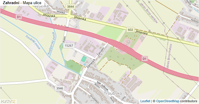 Zahradní - mapa ulice