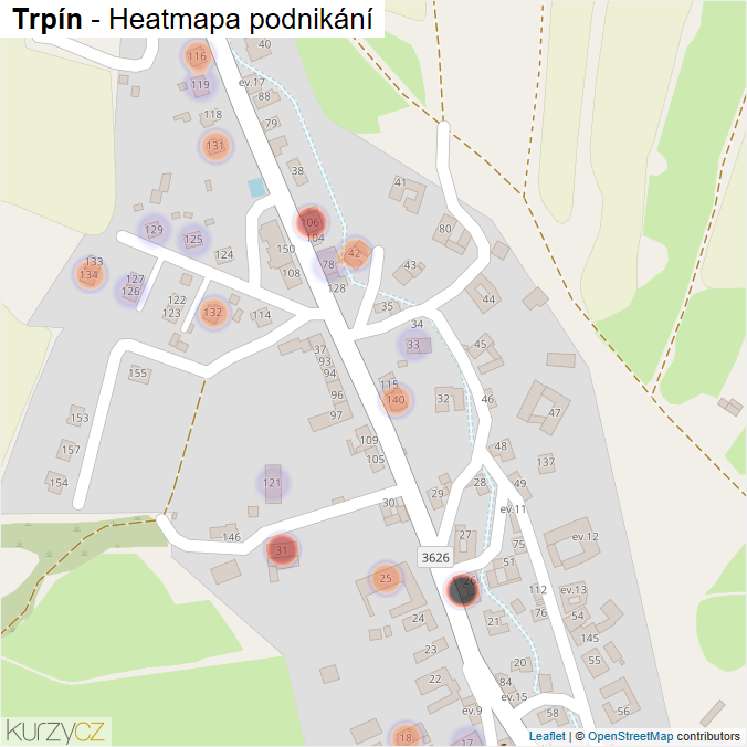 Mapa Trpín - Firmy v části obce.